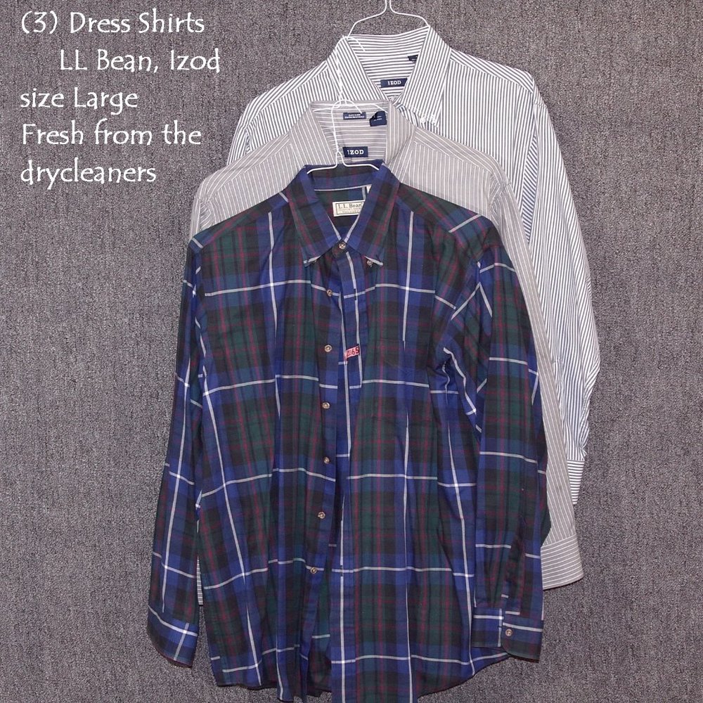 Three (3) Izod, LL Bean Shirts Size L - Drycleaned